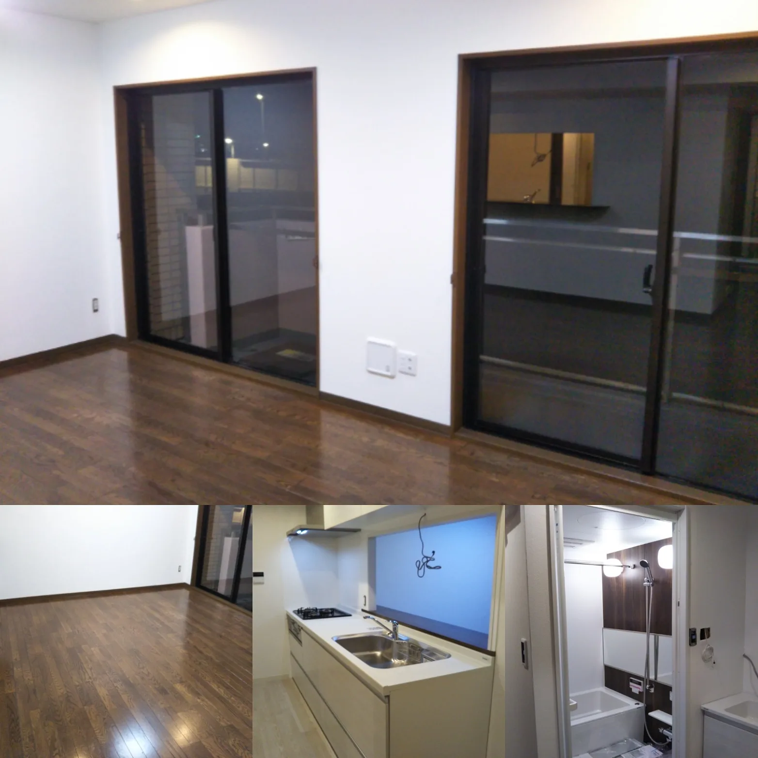3LDKマンションの空室クリーニングで仕上げたリビングの掃き出し窓とフローリング、キッチンや浴室